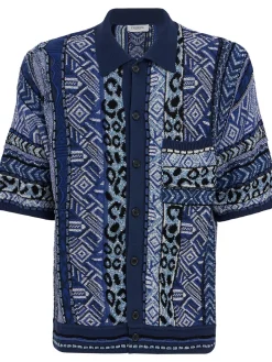 Knitted cotton blend short sleeve shirt