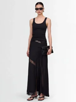 Lace & satin long skirt