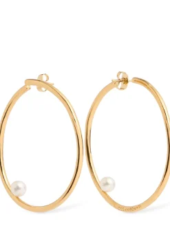 Large Hula Hoop pearl earrings