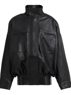 Leather bomber jacket