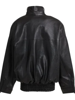 Leather bomber jacket