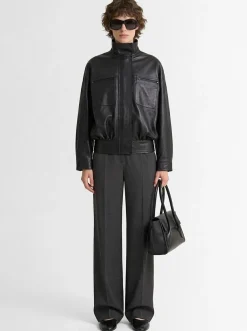 Leather bomber jacket