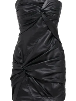 Leather strapless mini dress