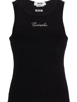 Logo cotton blend tank top
