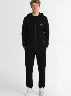 Logo cotton fleece zip-up hoodie