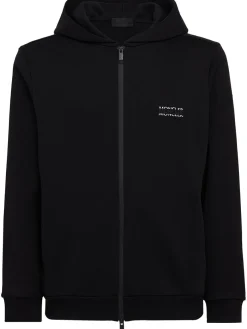 Logo cotton fleece zip-up hoodie