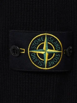 Logo cotton half zip knit sweater