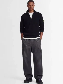Logo cotton half zip knit sweater