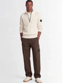 Logo cotton half zip knit sweater