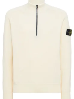Logo cotton half zip knit sweater