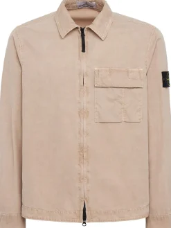 Logo cotton zip-up shirt