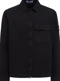 Logo cotton zip-up shirt