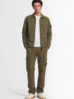 Logo cotton zip-up shirt jacket