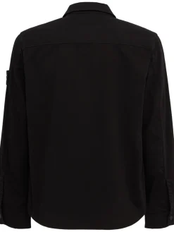 Logo cotton zip-up shirt jacket