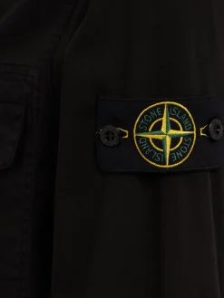 Logo cotton zip-up shirt jacket