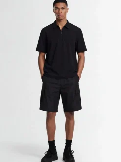 Logo nylon s/s half-zip shirt
