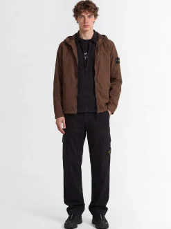 Logo patch nylon zip-up hooded jacket