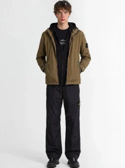 Logo patch nylon zip-up hooded jacket