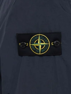 Logo patch nylon zip-up hooded jacket
