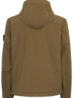 Logo patch nylon zip-up hooded jacket