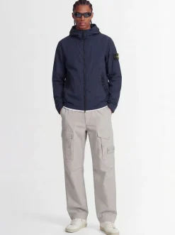 Logo patch nylon zip-up hooded jacket
