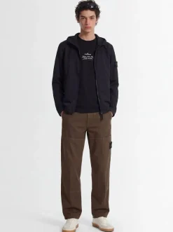 Logo patch nylon zip-up hooded jacket