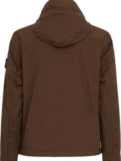Logo patch nylon zip-up hooded jacket