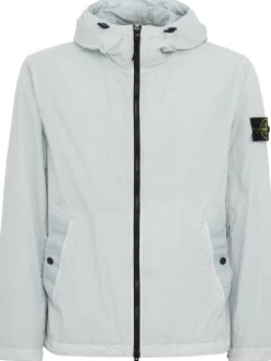 Logo patch nylon zip-up hooded jacket