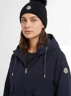 Logo virgin wool pom pom beanie