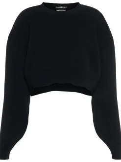 Maglia cropped in lana e cashmere