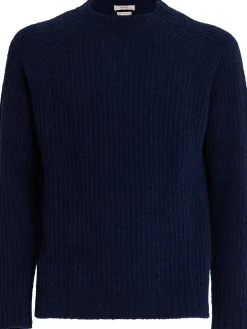 Maglia girocollo in lana a coste inglesi
