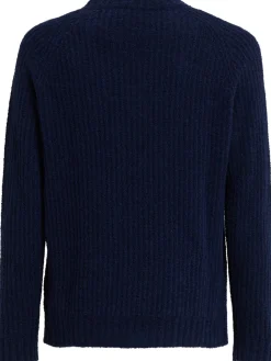 Maglia girocollo in lana a coste inglesi