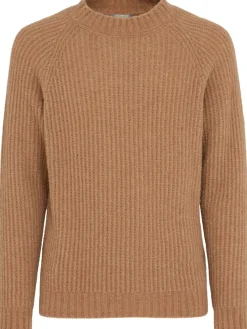 Maglia girocollo in lana a coste inglesi