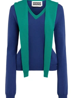 Maglia in misto lana a strati / scollo a V