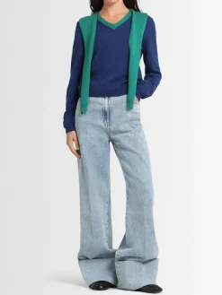 Maglia in misto lana a strati / scollo a V