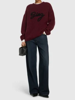 Maglia Sydney in misto lana a costine con logo