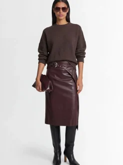 Midi skirt w/ buckle belt