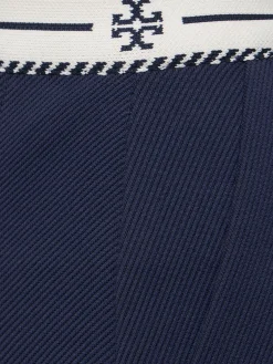 Minigonna in nylon plissé con logo