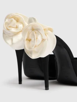Mules Flower in raso 110mm