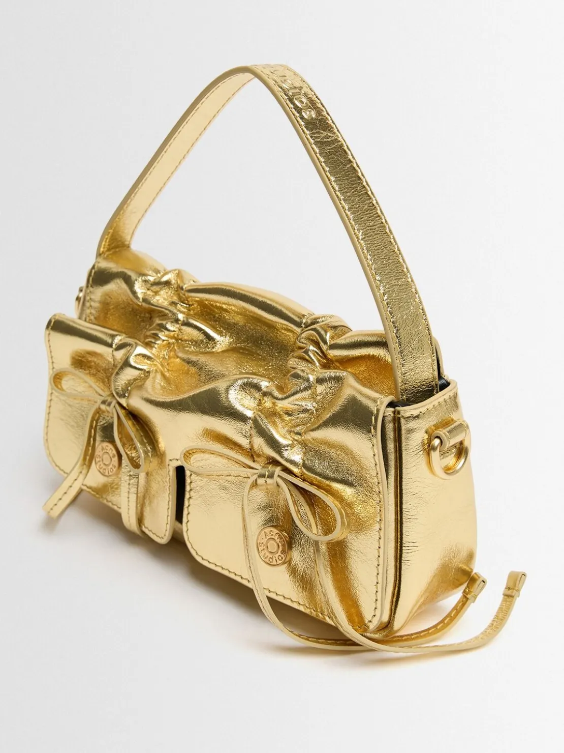 Multipocket lux metallic micro crossbody