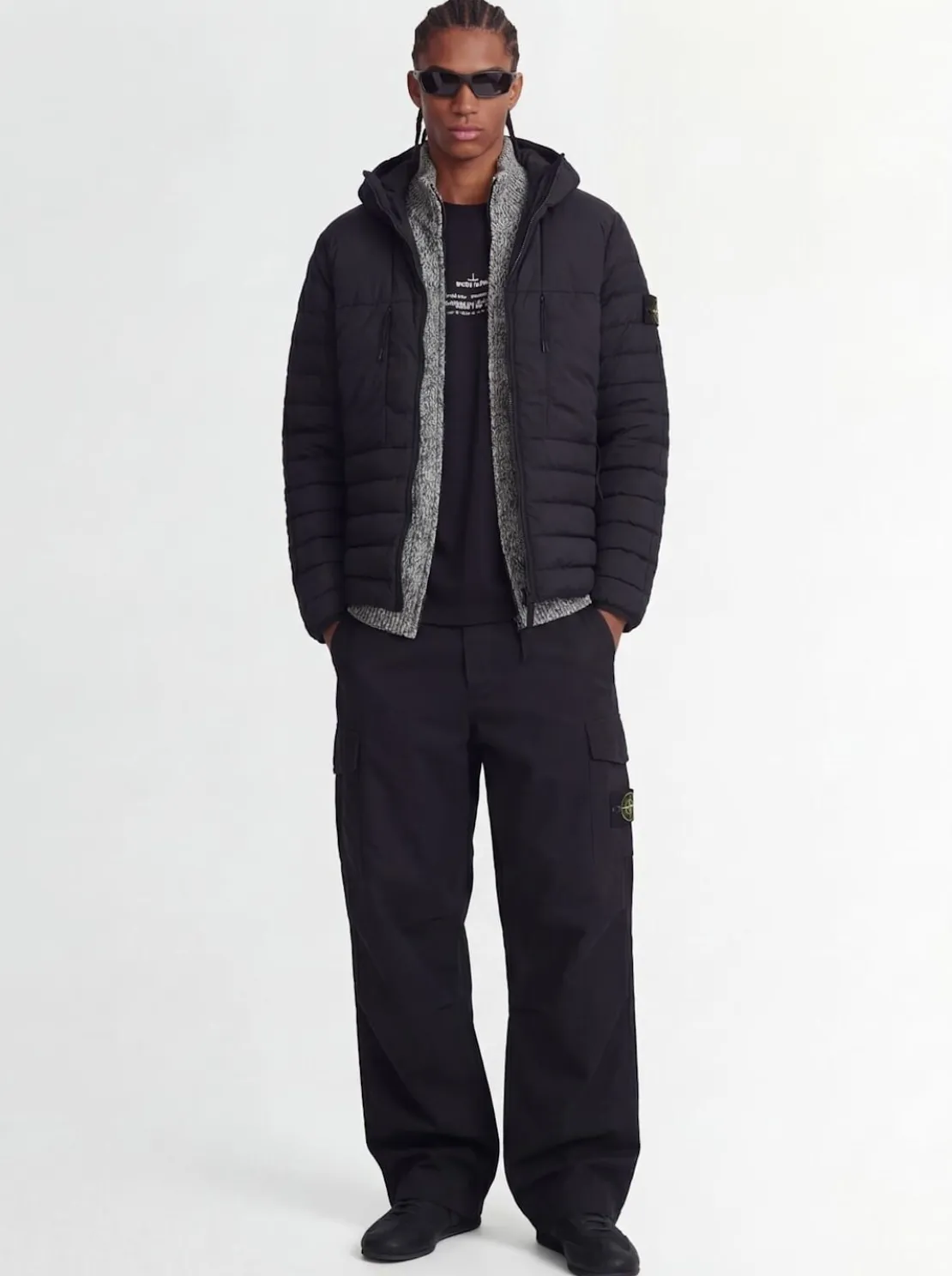 Nylon hooded down jacket