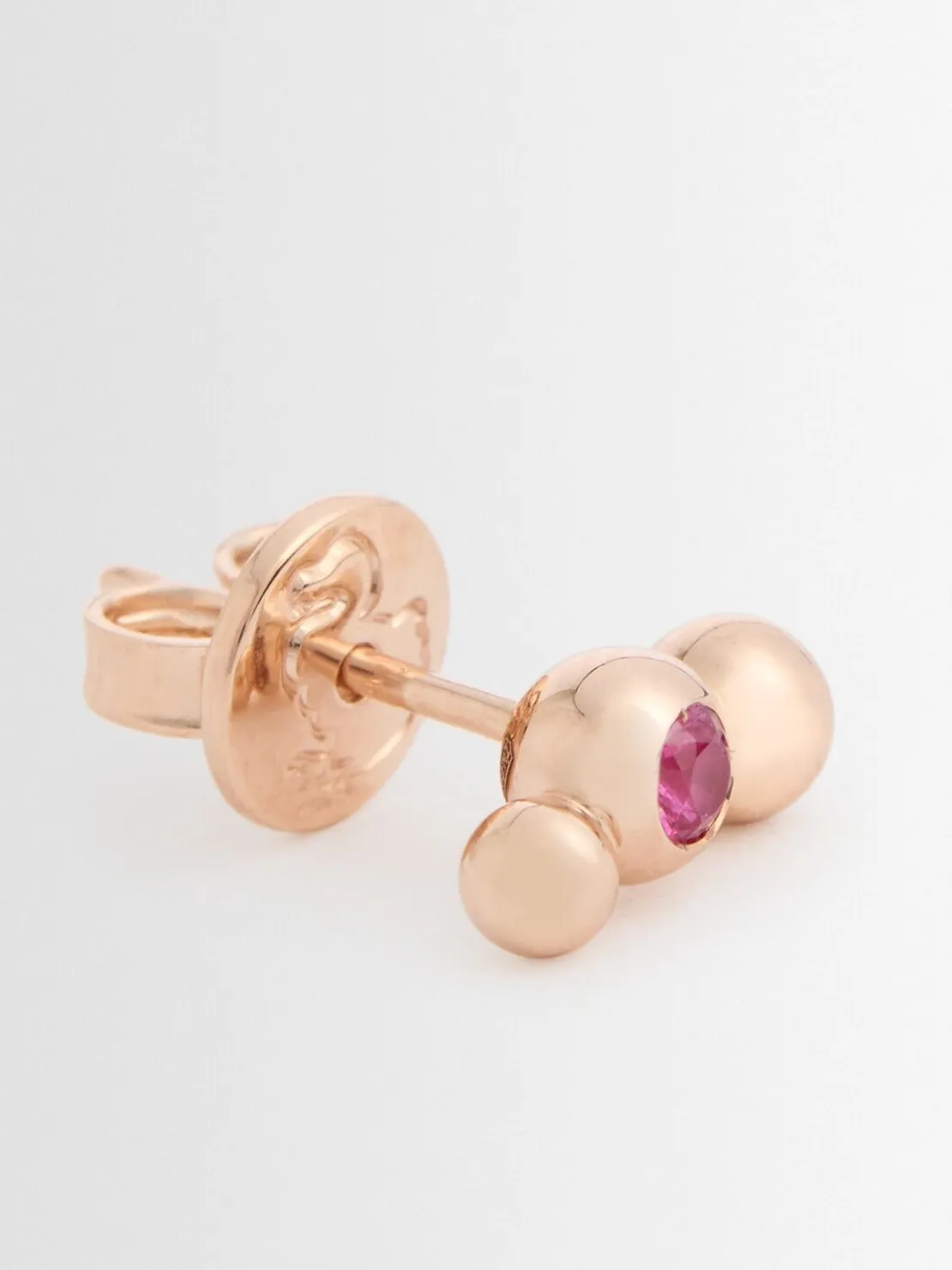 Orecchino Bollicine in oro rosa 9kt / rubino