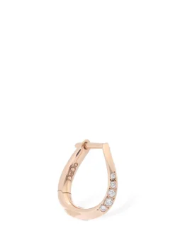 Orecchino singolo in oro rosa con diamanti 9kt