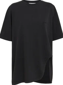 Oversized jersey t-shirt w/shaped slit
