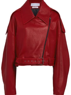 Oversize leather biker jacket