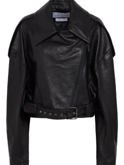 Oversize leather biker jacket