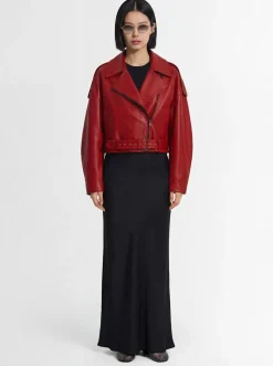 Oversize leather biker jacket