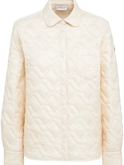Padded diamond quilted shirt jacket