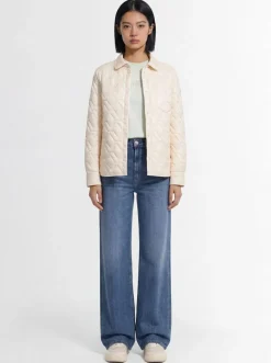 Padded diamond quilted shirt jacket