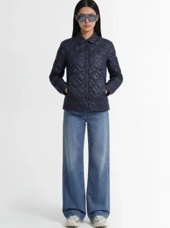 Padded diamond quilted shirt jacket